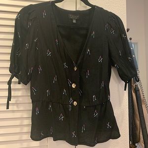 Topshop Black Short Sleeve Blouse